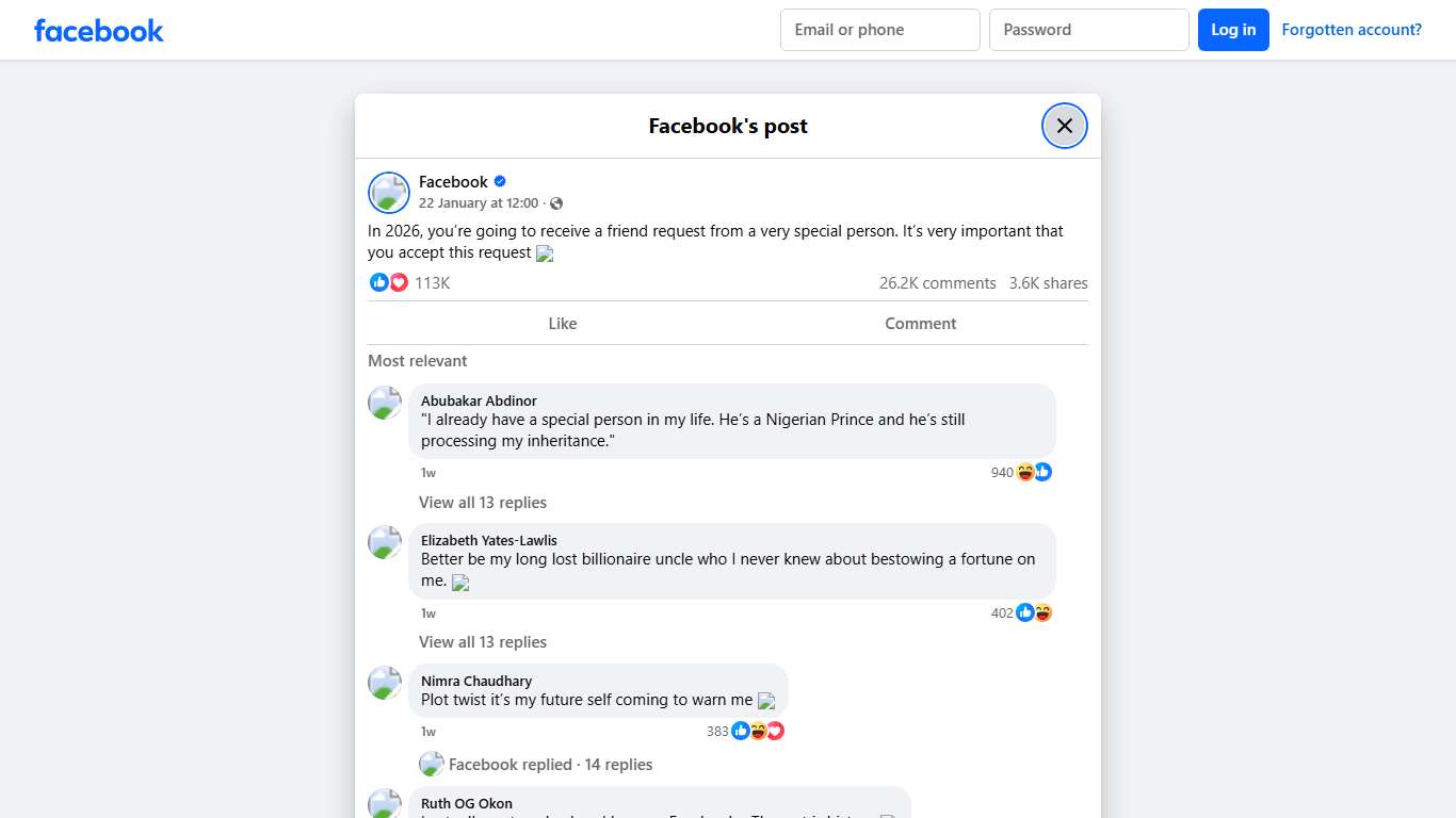Facebook - In 2026, you’re going to receive a friend... Facebook